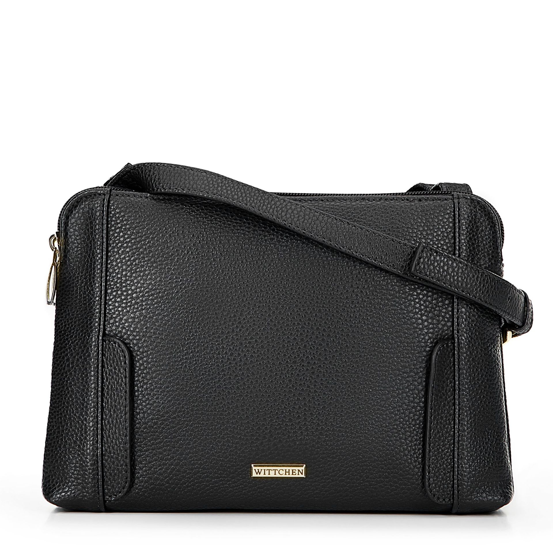 Damska torebka crossbody dwukomorowa czarno - złota