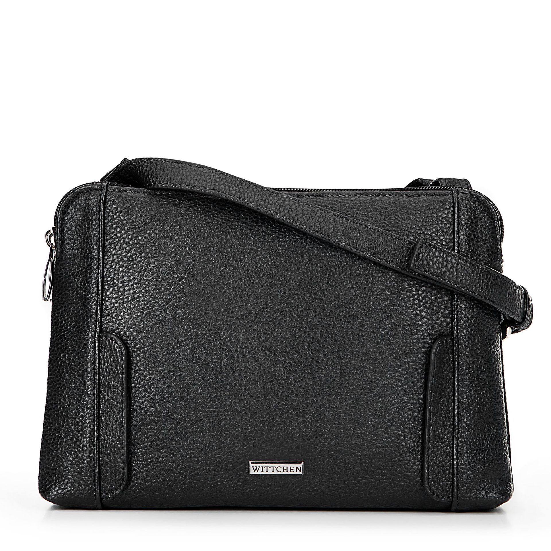 Damska torebka crossbody dwukomorowa czarno - srebrna