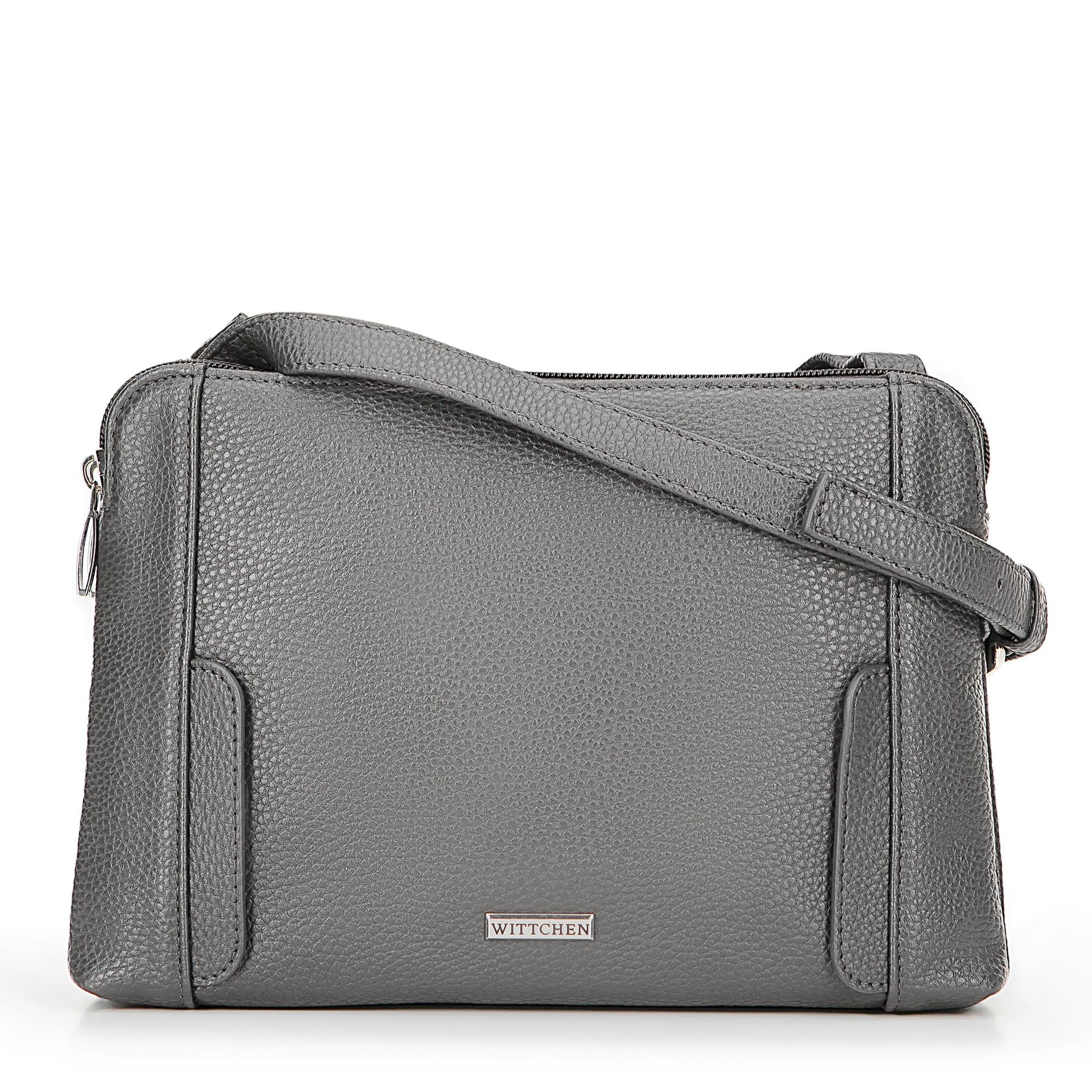 Damska torebka crossbody dwukomorowa szaro - srebrna