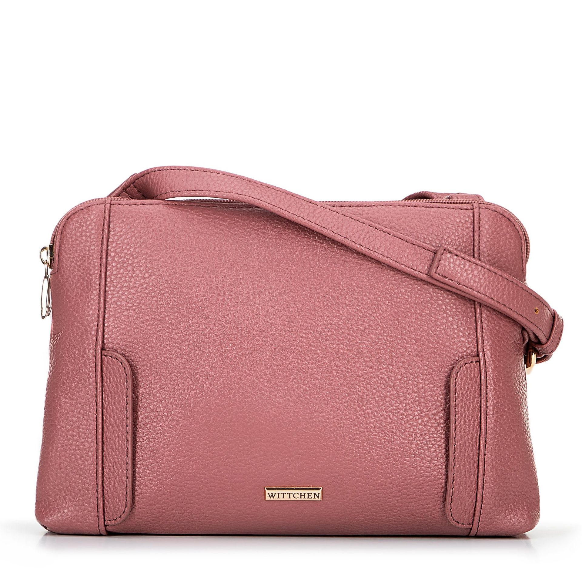 Damska torebka crossbody dwukomorowa zgaszony róż