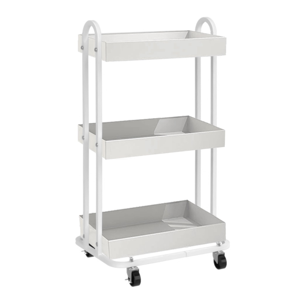 Pomocnik kosmetyczny fryzjerski do salonu ST028 uniwersalna szafka wózek stolik na kółkach z trzema półkami