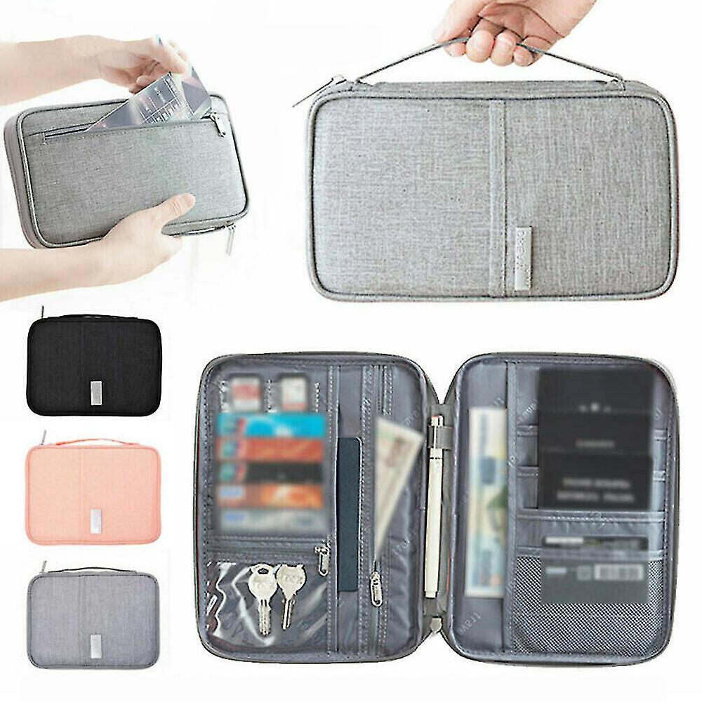 Rodzinny portfel podróżny Przechowywanie paszportu Uchwyt na torbę Karta dokumentowa Etui na organizer Szary 21.5cm x 12.5cm