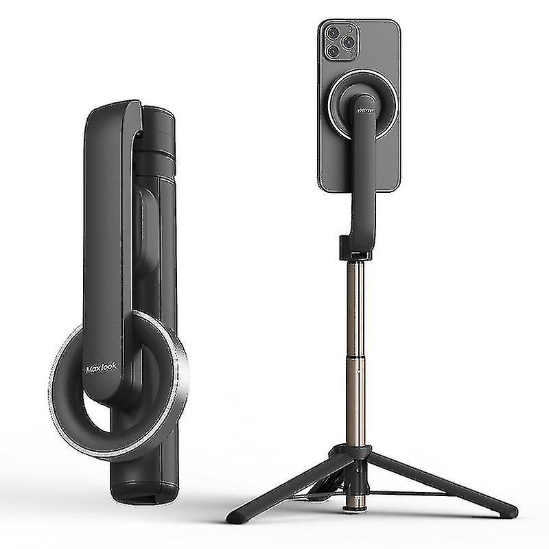 Magnetyczny statyw Selfie Stick kompatybilny z Magsafe, wysuwany magnetyczny statyw telefonu komórkowego dla Iphone 14 13 12 Wszystkie telefony Czarny
