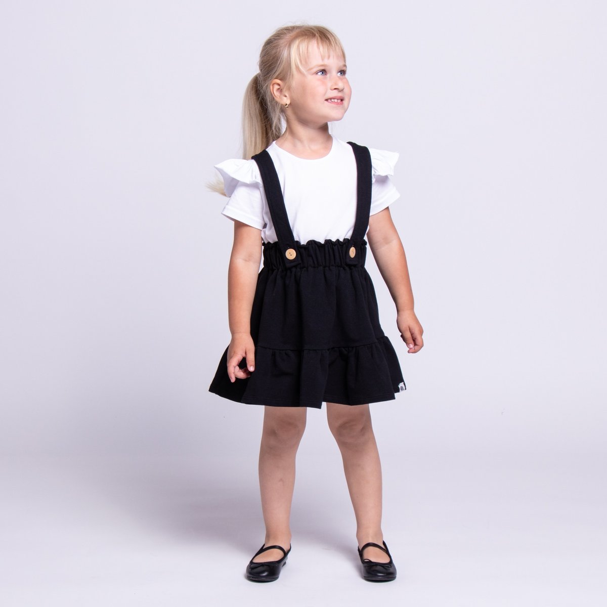 Spódnica bawełniana, czarna z szelkami 116/122