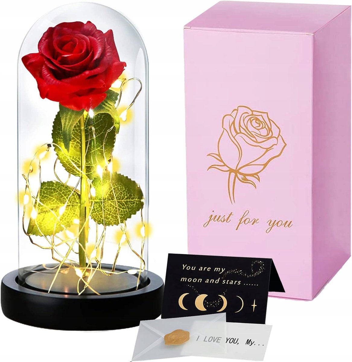 WIECZNA RÓŻA PIĘKNA ZAKONSERWOWANA W SŁOIKU ŚWIATEŁKA LED PREZENT DLA NIEJ