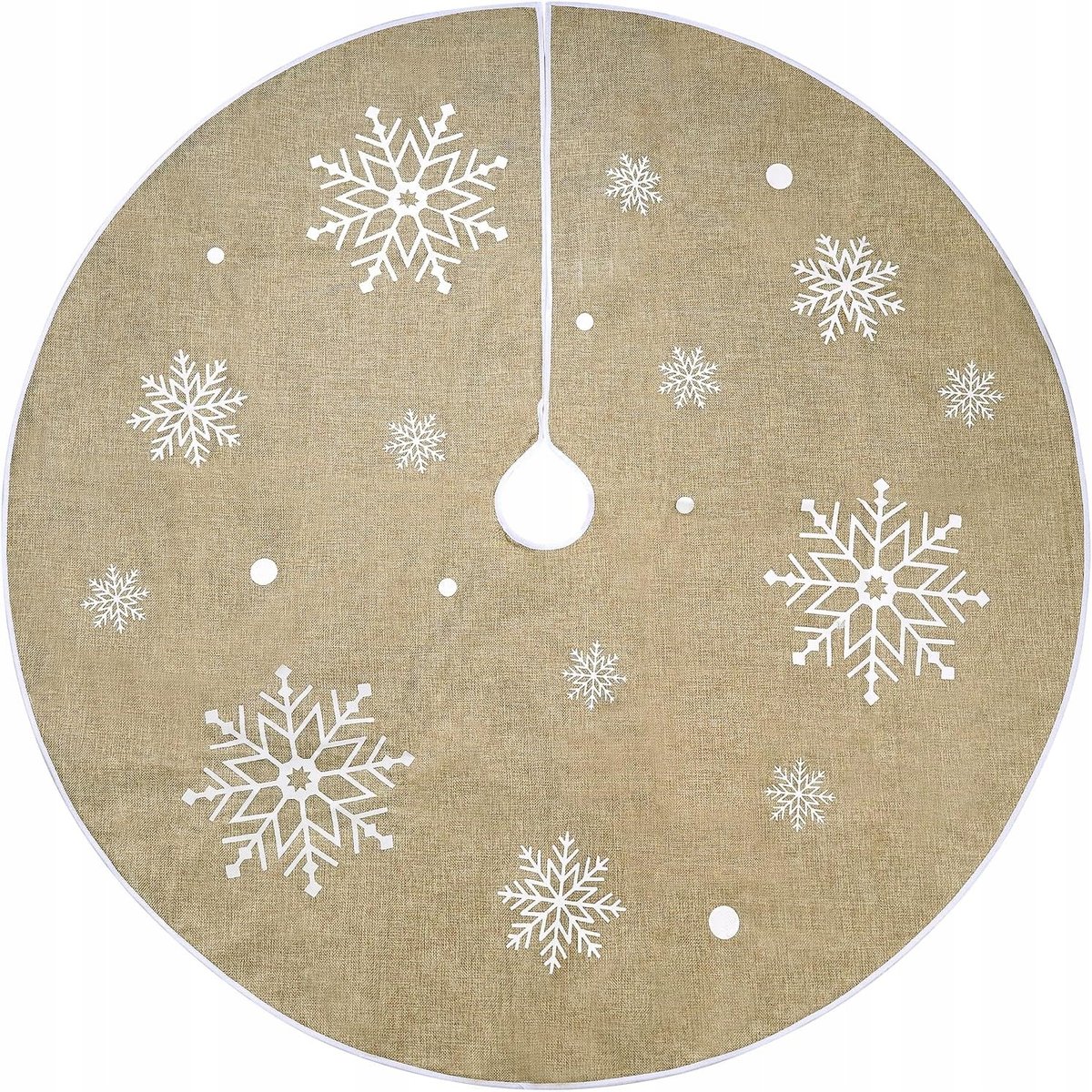 KOC POD CHOINKĘ LNIANY KHAKI 120CM OKRĄGŁY KOD POD CHOINKE KLIMATYCZNY