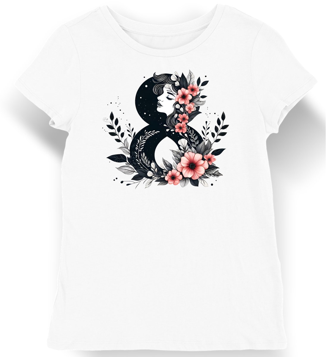 Koszulka damska na dzień kobiet kwiaty 8 marzec biała XXL