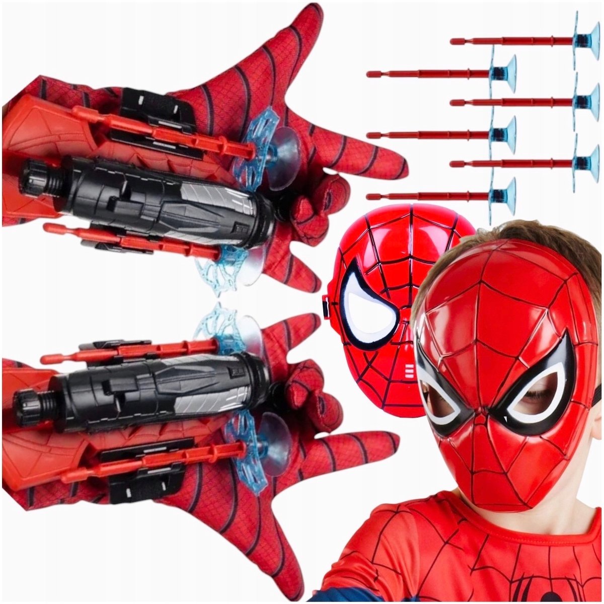 Zestaw 2X Rękawica Z Wyrzutnią Sieci Strzelająca Rękawiczka + Maska Spider