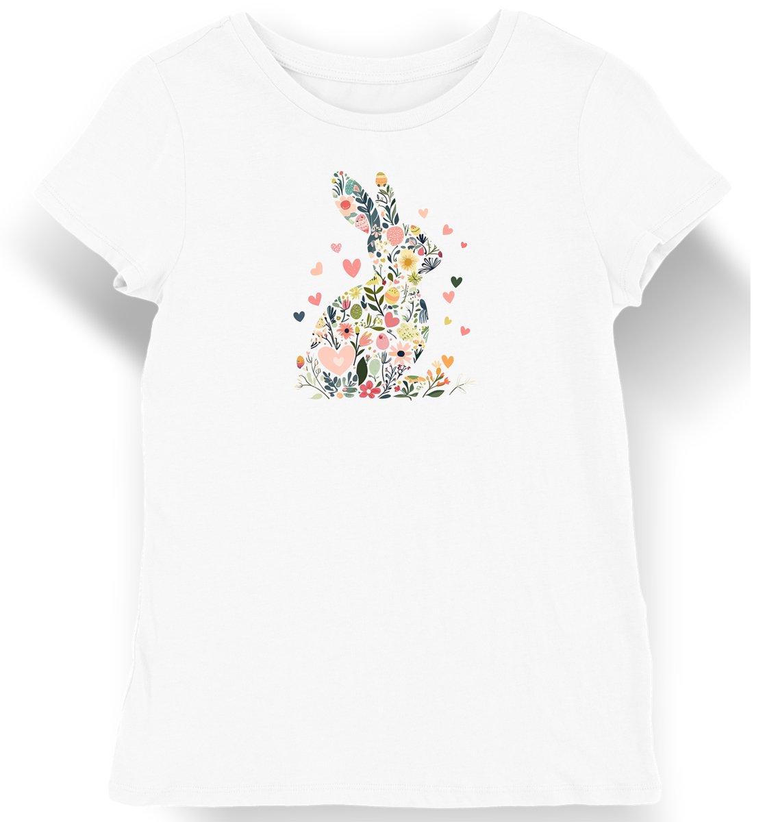 Koszulka damska królik kwiatki i serduszka biała XXL