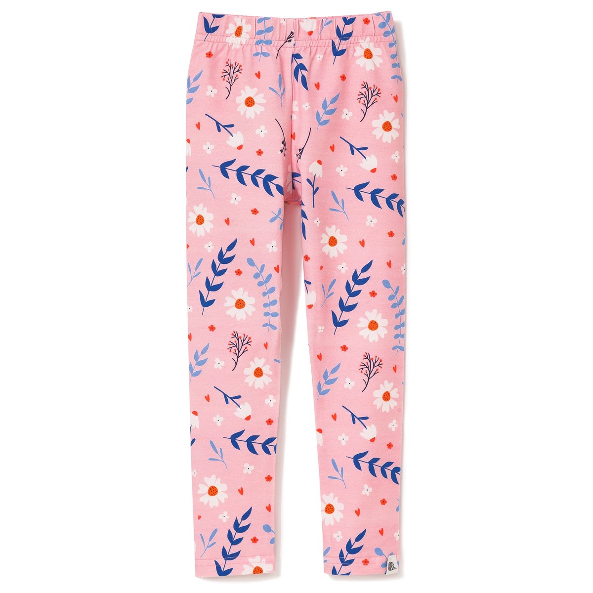 Legginsy bawełniane różowe w kwiatki 122