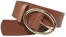 Pasek Skórzany Damski Arucce (PL) Skóra Naturalna EXTRA SZEROKI Gładki 50 mm BRĄZOWY Złota Klamra