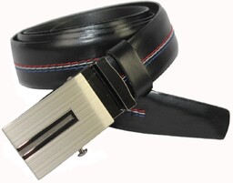 Wizytowy Pasek Skórzany 30 mm COMPLEX (PL) Pełna Klamra AUTOMAT/ZĄBEK Garnitur CZARNY KOLOROWA NITKA Zaokrąglony AZ30/KAZ30