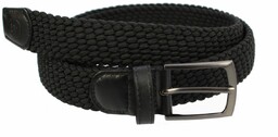 Pasek Gumowa Plecionka Arucce (PL) Super Rozciągliwy 35 mm Klamra Tradycyjna Szeroki Zakres Zapinania CZARNY