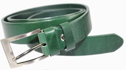 Pasek Skórzany Damski PAS-MAX (PL) Skóra Naturalna EXTRA Gładki 30 mm BUTELKOWA ZIELEŃ