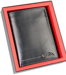 Portfel Męski Skórzany EL FORREST Skóra Bydlęca Duży Pionowy Bez Zapięcia Dwa Skrzydełka RFID CZARNY 896 301 13 x 10 x 3 [cm]