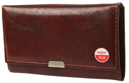 Klasyczny Portfel Damski BRĄZOWY HARO (PL) Poziomy Mały Skóra Włoska 14 x 9 [cm]