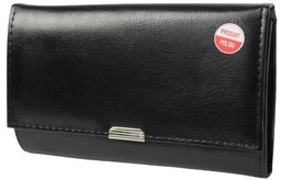 Klasyczny Portfel Damski CZARNY HARO (PL) Poziomy Mały Skóra Włoska 14 x 9 [cm]