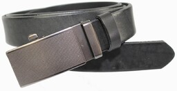 Pasek Męski Skórzany MASSIMO (PL) Skóra Licowa EXTRA 30 mm CZARNY Gładki Klamra Samozaciskowa SREBRNA 30