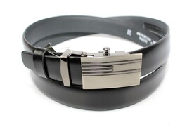 Wizytowy Pasek Skórzany 30 mm COMPLEX (PL) Pełna Klamra AUTOMAT/ZĄBEK Garnitur CZARNY Zaokrąglony AZ30/KAZ26