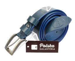 Pasek Skórzany POLSKA GALANTERIA (PL) GRANATOWY Z TEKSTURĄ Skóra Licowa EXTRA 40 mm 040/05