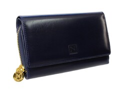 Portfel Damski Skórzany NICOLE Długi Suwak Wewnątrz Dodatkowy Organizer Skóra Naturalna 63400