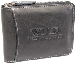 Portfel Skórzany Wild Skóra Licowa Średni Poziomy Metalowy Suwak RFID 5532 12 x 9 x 2 [cm]