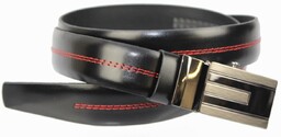 Wizytowy Pasek Skórzany 30 mm COMPLEX (PL) Pełna Klamra AUTOMAT/ZĄBEK Garnitur CZARNY Zaokrąglony AZ30/KAZ54