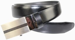 Wizytowy Pasek Skórzany 30 mm COMPLEX (PL) Pełna Klamra AUTOMAT/ZĄBEK Garnitur CZARNY Zaokrąglony AZ30/KAZ63
