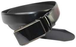 Wizytowy Pasek Skórzany 35 mm COMPLEX (PL) Pełna Klamra AUTOMAT/ZĄBEK Garnitur CZARNY Zaokrąglony AZ35/KAZ29