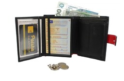 Portfel Męski PolskaGalanteria (PL) Skórzany Pionowy Z Zapięciem Skóra Cielęca Dwa Skrzydełka Duża Kieszeń Na Bilon 852/1 RFID