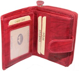 Portfel Uniwersalny Kostka El Forrest 820 58 RIFD Suwak Skóra Naturalna CZERWONY 11 x 9 x 3,5 [cm]