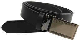 Pasek Męski Skórzany Arucce (PL) Skóra Licowa EXTRA 35 mm CZARNY Gładki Klamra Bezniklowa Samozaciskowa SREBRNA 4