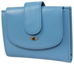 Portfel Damski Skórzany PETERESON PTN 2516 Skóra Licowa Odpinana Klapka Niebieski 12 x 9 x 3 [cm]