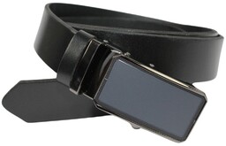 Pasek Męski Skórzany Arucce (PL) Skóra Licowa EXTRA 35 mm CZARNY Gładki Klamra Samozaciskowa CZARNA 6