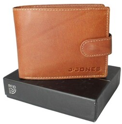 Portfel Męski Skórzany Jennifer Jones Skóra Licowa Duży Poziomy Z Zapięciem Dwa Skrzydełka 5328 RFID 12 x 10 x 2.5 [cm]