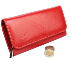 Portfel Damski ANDRUS (PL) Długi Max Na Suwak Skóra Naturalna Licowa 17 cm Bardzo Wygodny I Wytrzymały Wzór 2 RFID