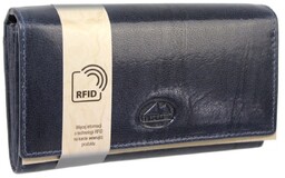 Portfel Damski Skórzany El Forest (PL) Skóra Bydlęca 856 38 RFID GRANATOWY 15 x 9 x 3 [cm]