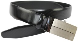 Wizytowy Pasek Skórzany 30 mm PolskaGalanteria (PL) Pełna Klamra AUTOMAT/ZĄBEK Garnitur CZARNY GĄSIENICOWY AZ30/KAZ87