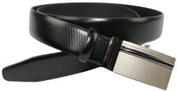 Wizytowy Pasek Skórzany 30 mm PolskaGalanteria (PL) Pełna Klamra AUTOMAT/ZĄBEK Garnitur CZARNY GĄSIENICOWY AZ30/KAZ88