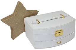 Elegancka i Stylowa Szkatułka Na Biżuterię PETERSON Pojemny Organizer 23003 Biały 20 x 15 x 10 [cm]