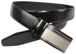 Wizytowy Pasek Skórzany 30 mm PolskaGalanteria (PL) Pełna Klamra AUTOMAT/ZĄBEK Garnitur CZARNY Zaokrąglony AZ30/KAZ89