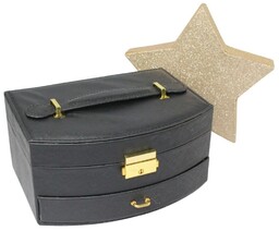 Elegancka i Stylowa Szkatułka Na Biżuterię PETERSON Pojemny Organizer 23003 Czarny 20 x 15 x 10 [cm]
