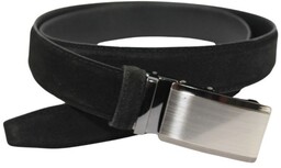 Pasek Męski Skórzany Arucce (PL) Skóra Licowa ZAMSZOWY EXTRA 35 mm CZARNY Gładki Klamra Samozaciskowa Srebrna 3