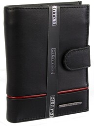 Portfel Męski Skórzany BELLUGIO Skóra Licowa Duży Pionowy z Zapięciem Poziomy Suwak Jedno Skrzydełko RFID TMM-80R-046A