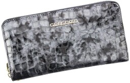 Portfel Damski Skóra Naturalna Lakierowana GREGORIO Duży Z Metalowym Suwakiem Piórnik FS 119 GRAFITOWY 19.5 x 10.5 x 2 [cm]