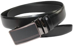 Wizytowy Pasek Skórzany 35 mm Arucce (PL) Pełna Klamra AUTOMAT/SAMOZACISK Garnitur CZARNY PLASTER MIODU ASZ35/KASZ31