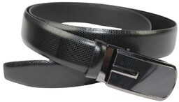 Wizytowy Pasek Skórzany 35 mm Arucce (PL) Pełna Klamra AUTOMAT/SAMOZACISK Garnitur CZARNY PLASTER MIODU ASZ35/KASZ68