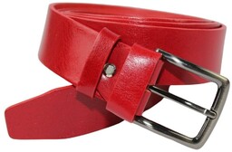 Pasek Skórzany PAS-MAX (PL) Gładki 40 mm Skóra Licowa EXTRA Czerwony k62 XXL Nadwymiar