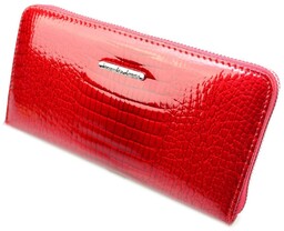 Portfel Damski Skóra Naturalna Lakierowana JENNIFER JONES Duży Z Metalowym Suwakiem Piórnik JJ5295-2 19,5 x 10,5 x 3 [cm]