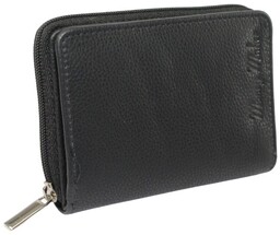 Portfel Skórzany Bułeczka Mini Money Maker Skóra Licowa CZARNY Suwak RFID 514B 11 x 8 x 2,5 [cm]